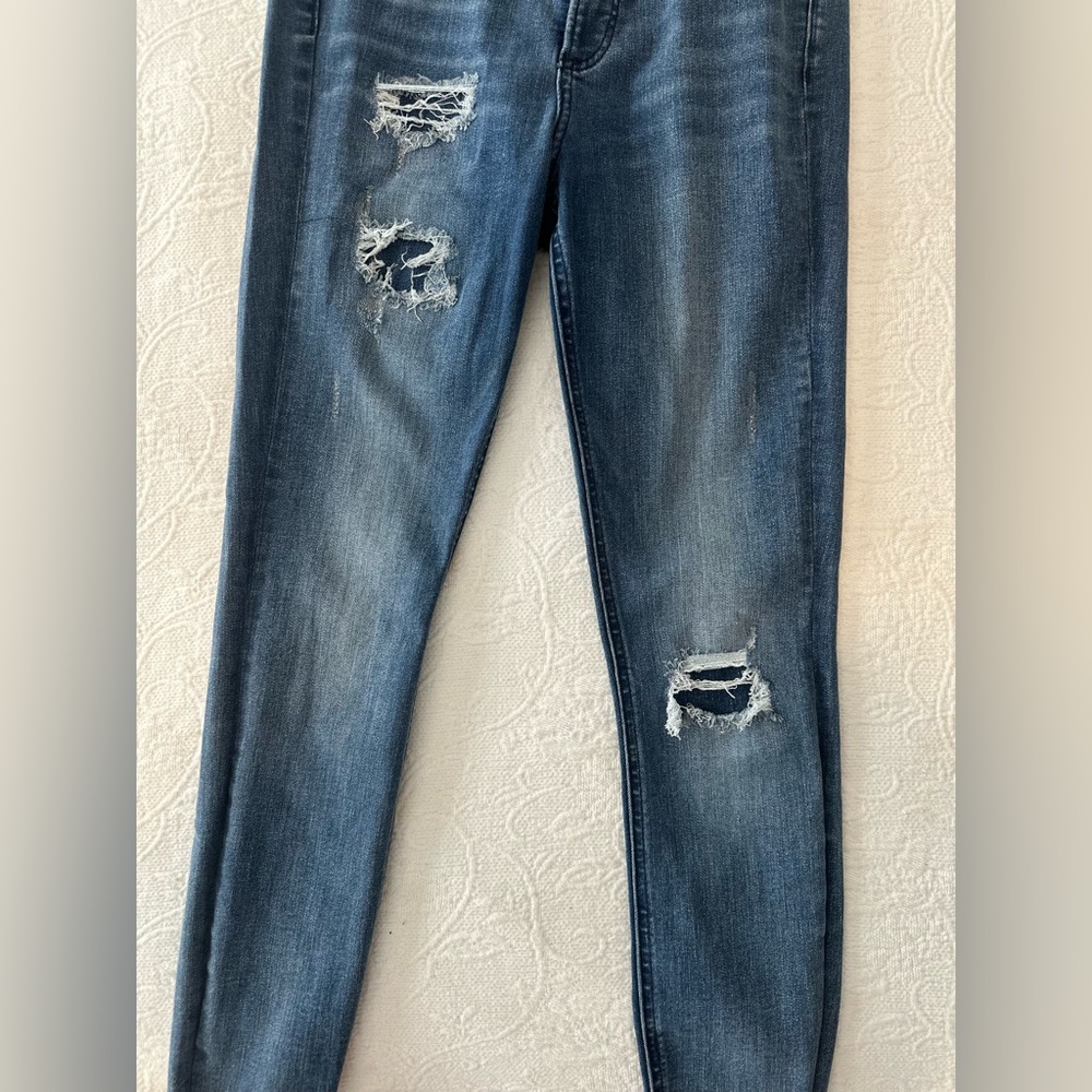 Express Mid Rise Ripped Skinny Jeans - Picture 4 of 6